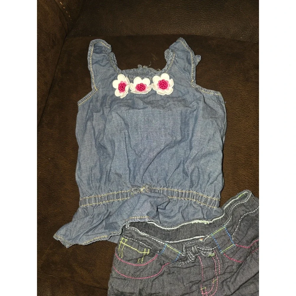 Gymboree rainbow cabana floral‎ jean top size 4 shorts size 5